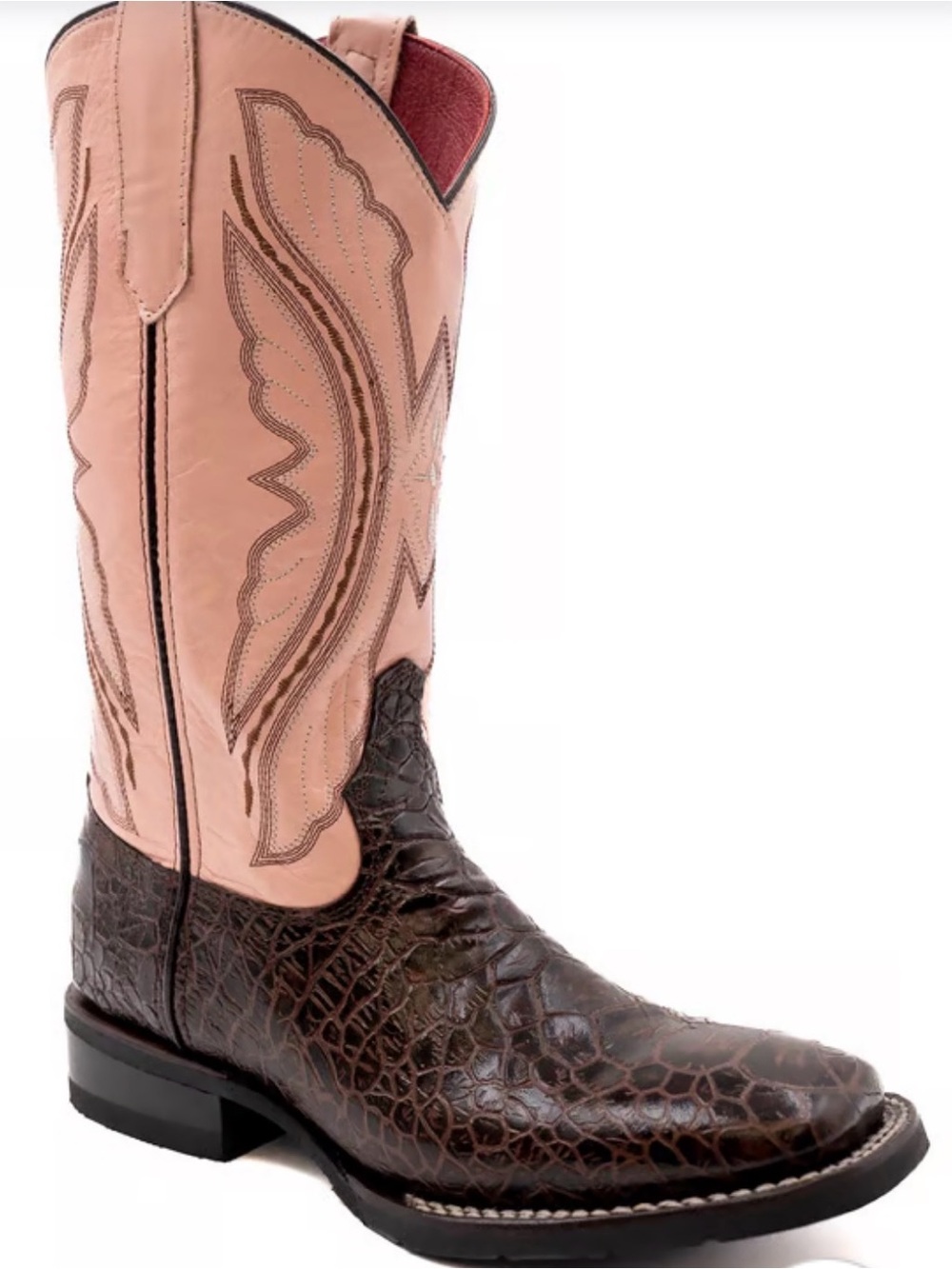 BNWT FERRINI CHOCOLATE/pink LADIES WESTERN BOOT BOOTS CROC EMBOSSED SZ 10B wow!